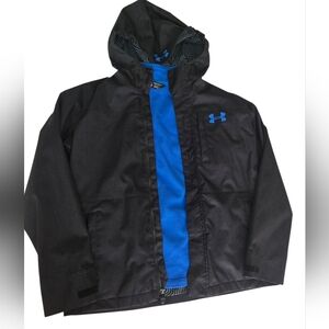 UNDER ARMOUR Storm 2 Infrared Coldgear Youth Black & Blue Zip Jacket Size YXL